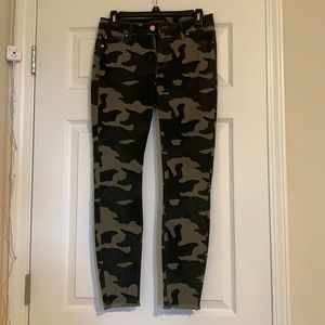 Green camouflage jeans